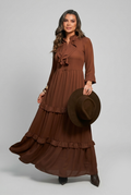 VESTIDO EM CREPE LONGO