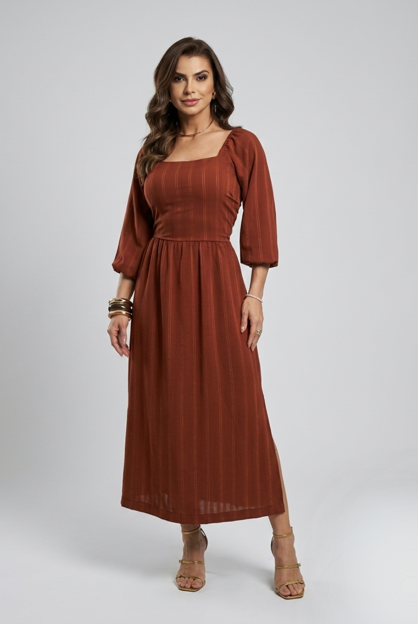 VESTIDO LISTRADO MIDI