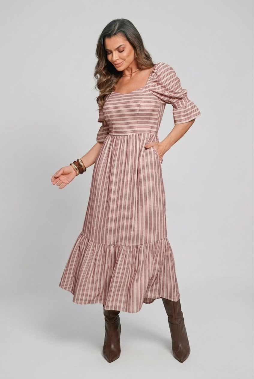 VESTIDO MIDI LISTRADO