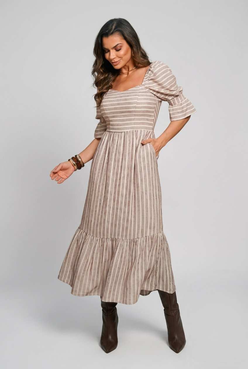 VESTIDO MIDI LISTRADO