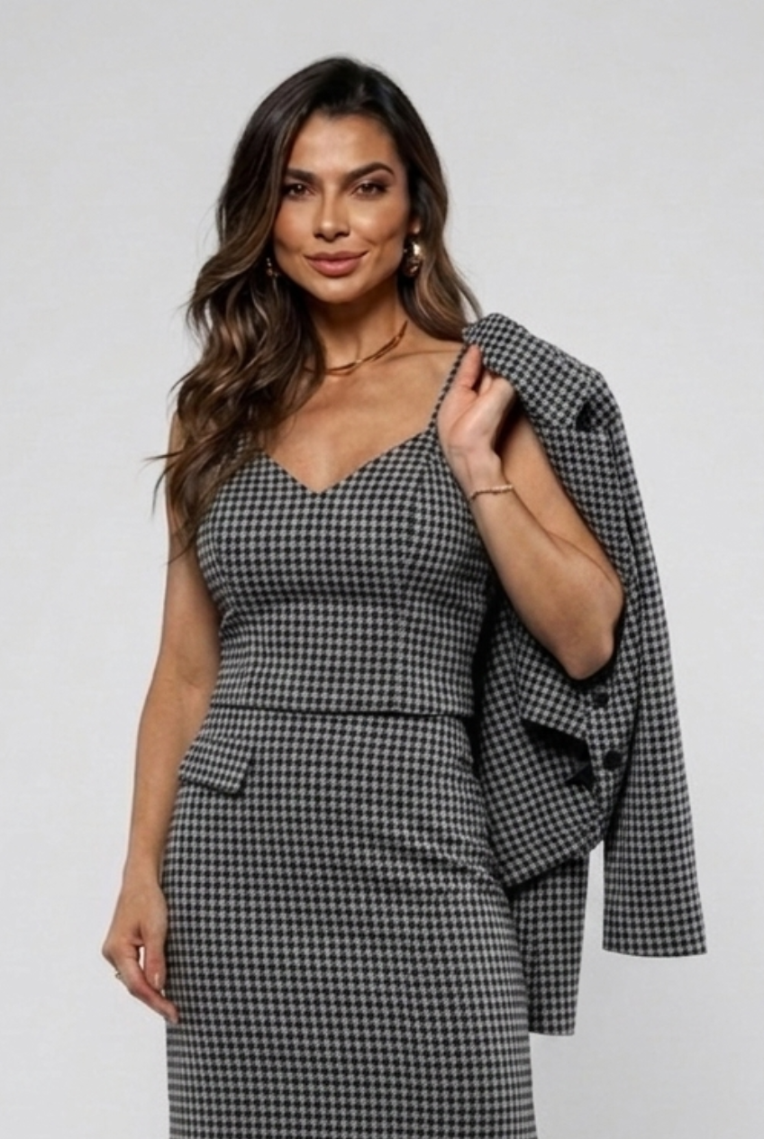 CROPPED ALÇA LARGA TWEED