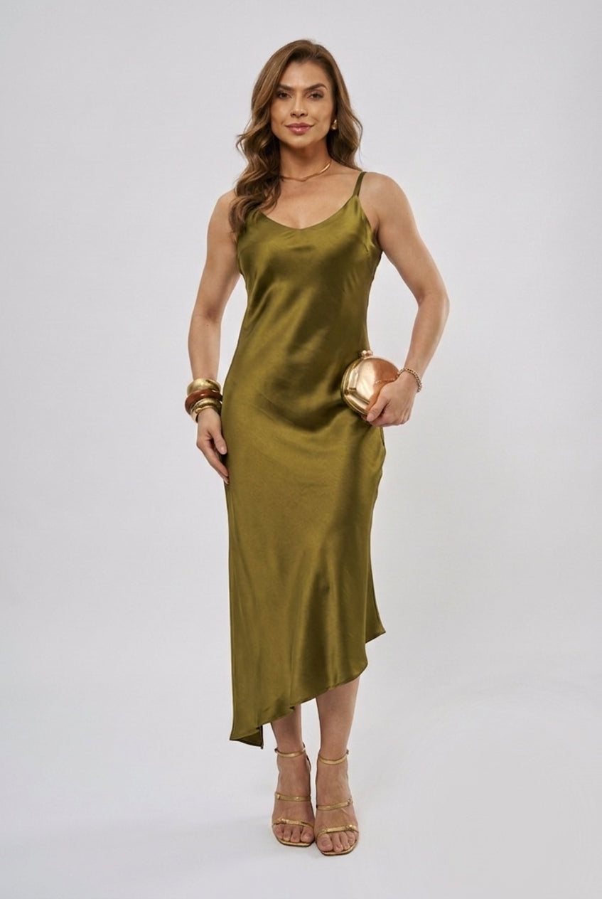 VESTIDO MIDI ACETINADO