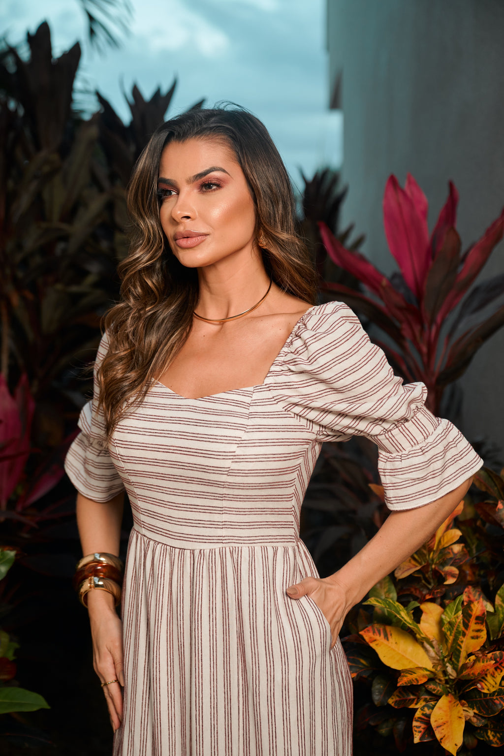 VESTIDO MIDI LISTRADO